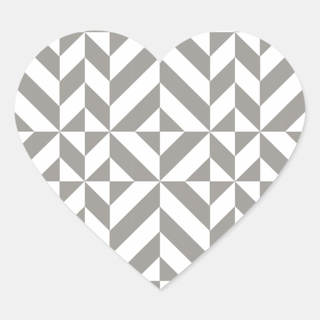 Pegatina En Forma De Corazón Arte Deco Geométrico Gris Plateado (Anverso)