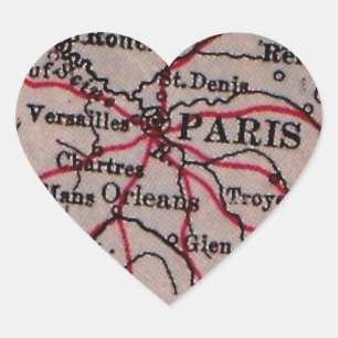 Pegatina En Forma De Corazón Arte del mapa del corazón de Francia en París