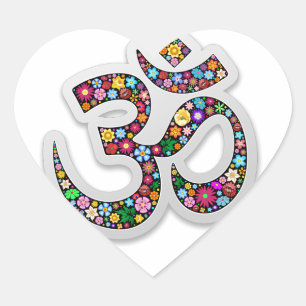 Pegatina En Forma De Corazón Arte del símbolo floral Namaste