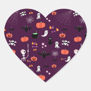 Pegatina En Forma De Corazón Arte espeluznante y lindo de Halloween