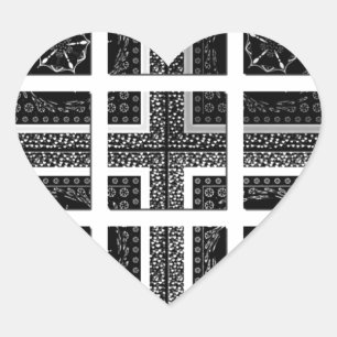 Pegatina En Forma De Corazón Arte Gráfico de Cuadros Chic Negro, Blanco y Rojo