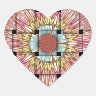 Pegatina En Forma De Corazón Arte impreso inspirado en África: diseño geométric