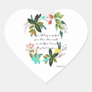 Pegatina En Forma De Corazón Arte inspirador cristiano - Isaías 26:3