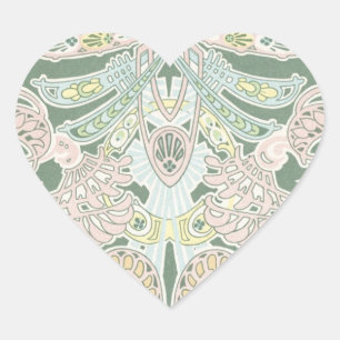 Pegatina En Forma De Corazón arte nouveau de arte pastel ornamentado
