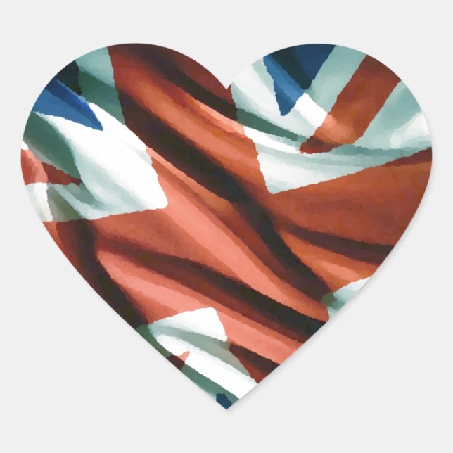 Pegatina En Forma De Corazón Arte pop de bandera británica (Anverso)