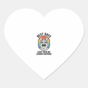Pegatina En Forma De Corazón Arte Retro de Pastor Alemán Diseño Vintage para Am
