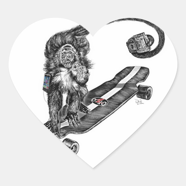 Pegatina En Forma De Corazón Arte selfie de Simian (Anverso)