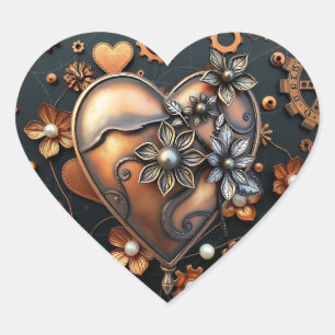 Pegatina En Forma De Corazón Artes Metalizado de cobre de vapor y corazón