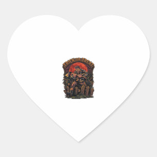 Pegatina En Forma De Corazón Asesino De Halloween De Hacha De Esqueleto De Truc