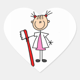 Pegatina En Forma De Corazón Asistente Dental Con Cepillo De Dientes