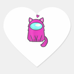 Pegatina En Forma De Corazón Astronauta gata, entre nosotros, Nerdy Chica Gam