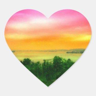 Pegatina En Forma De Corazón Atardecer en la Bodensee