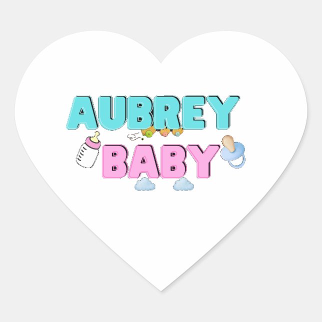 Pegatina En Forma De Corazón Aubrey con mariposa y nube (Anverso)