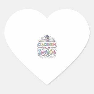Pegatina En Forma De Corazón Aula de unicornios llena de purpurina Merch Origin