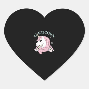 Pegatina En Forma De Corazón Aunticorn tía unicornio tía sobrina sobrina herman