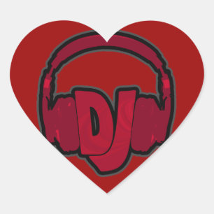 Pegatina En Forma De Corazón auriculares con DJ de música