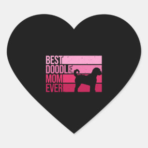 Pegatina En Forma De Corazón Aussiedoodle Golden, Chica de arte de Guay Doodle
