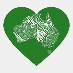 Pegatina En Forma De Corazón Australia Mapa original de arte, elige tu color