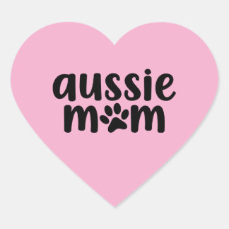 Pegatina En Forma De Corazón Australian Shepherd Aussie Mom Sticker Pink