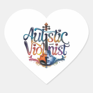 Pegatina En Forma De Corazón Autistic and violinist
