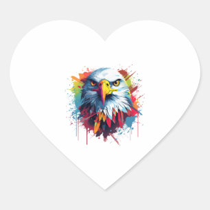 Pegatina En Forma De Corazón Ave águila de Prey Pop Art Style para un águila