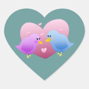 Pegatina En Forma De Corazón Aves de amor