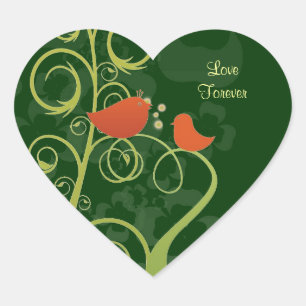Pegatina En Forma De Corazón Aves de Amor - Amar por siempre