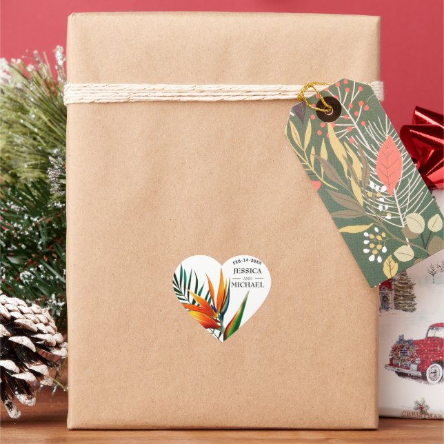 Pegatina En Forma De Corazón Aves del paraíso (Vacaciones)