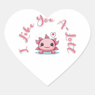 Pegatina En Forma De Corazón Axolotl Cute Blanco Me Gusta A Tlotl