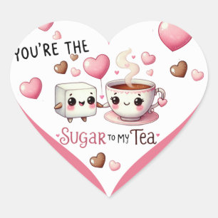 Pegatina En Forma De Corazón Azúcar y té kawaii