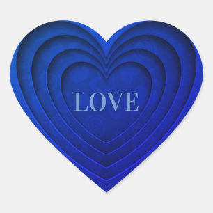Pegatina En Forma De Corazón Azul brillante del "amor" del corazón