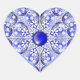 Pegatina En Forma De Corazón Azul de encaje cerámico de Grecia