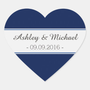 Pegatina En Forma De Corazón Azul marino clásico salve la fecha