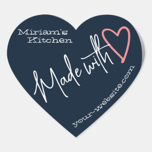 Pegatina En Forma De Corazón Azul Oscuro De La Cocina Hecha Con Amor