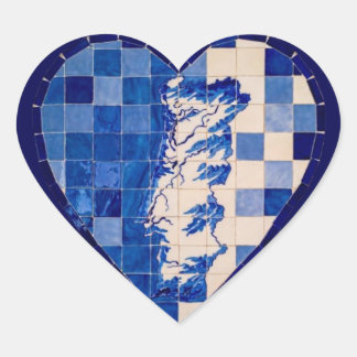 Pegatina En Forma De Corazón Azulejo Portugal Heart Sticker – Blue Tile Portugu