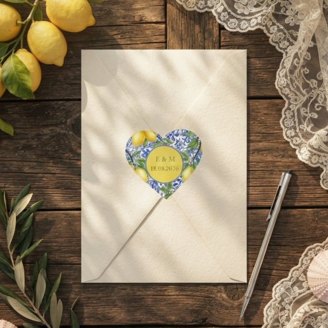 Pegatina En Forma De Corazón Azulejo Siciliano & Limón (Subido por el creador)