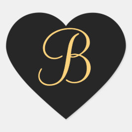Pegatina En Forma De Corazón B inicial de color dorado sobre pegatina de monogr
