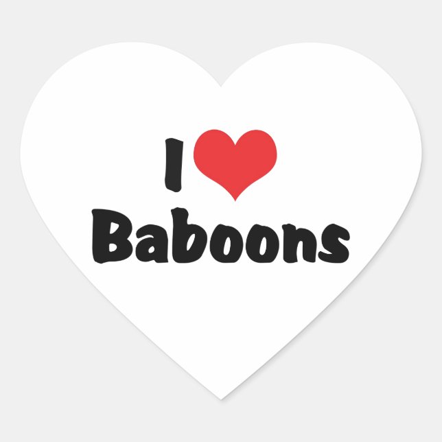 Pegatina En Forma De Corazón Babuinos Corazón que Amo (Anverso)