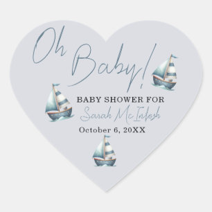 Pegatina En Forma De Corazón Baby Shower Nautical