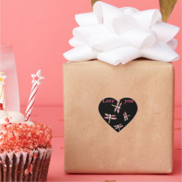 Pegatina En Forma De Corazón Bailando bugs de libélulas rosadas