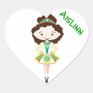 Pegatina En Forma De Corazón Bailarín irlandés PERSONALIZADO del CORAZÓN que