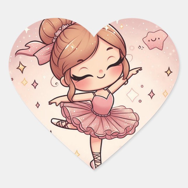 Pegatina En Forma De Corazón Bailarina (Anverso)