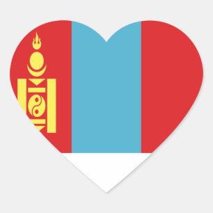 Pegatina En Forma De Corazón ¡Bajo costo! Bandera de Mongolia
