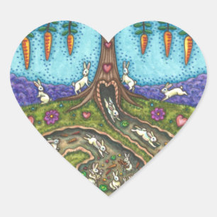 PEGATINA EN FORMA DE CORAZÓN BAJO EL AGUJERO DEL RABBIT, CARROT WILLOW TREE FOL
