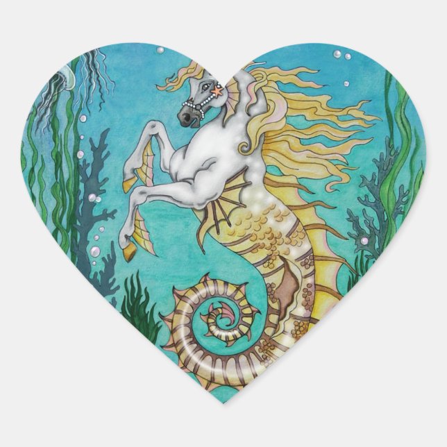 Pegatina En Forma De Corazón Bajo WaterHorse (Anverso)