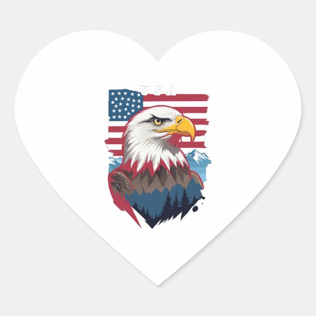 Pegatina En Forma De Corazón Bald Eagle (Anverso)