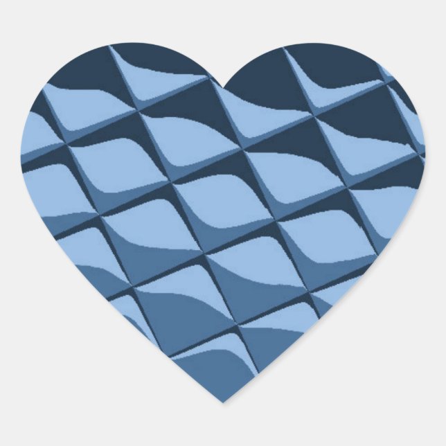Pegatina En Forma De Corazón Baldosas de plástico azul (Anverso)