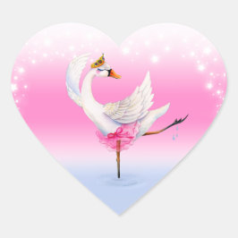 Pegatina En Forma De Corazón Ballet bailando cisne blanco en el arte acuarela d