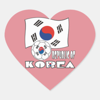 Pegatina En Forma De Corazón Balón de fútbol y bandera de Corea del Sur
