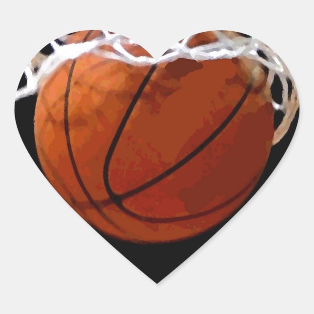 Pegatina En Forma De Corazón Baloncesto (Anverso)